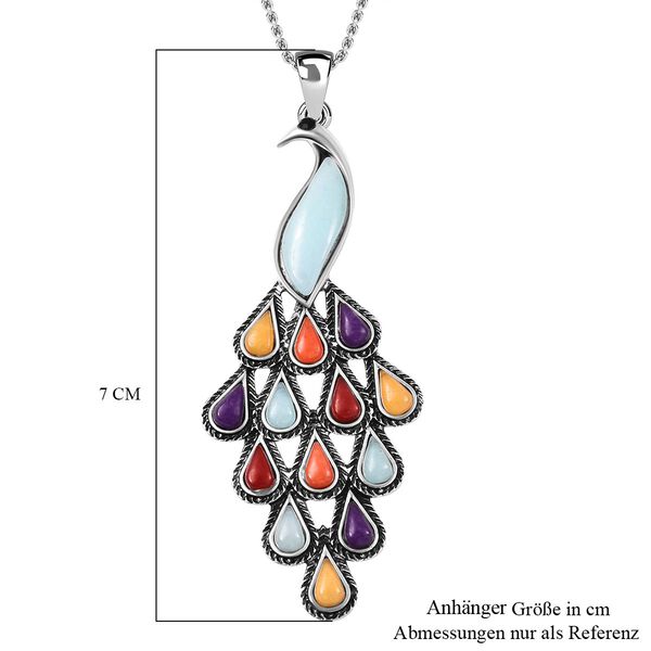 Multi Quarzit und schwarzer Kristall-Anhänger mit 72cm Kette - 35 ct. image number 6