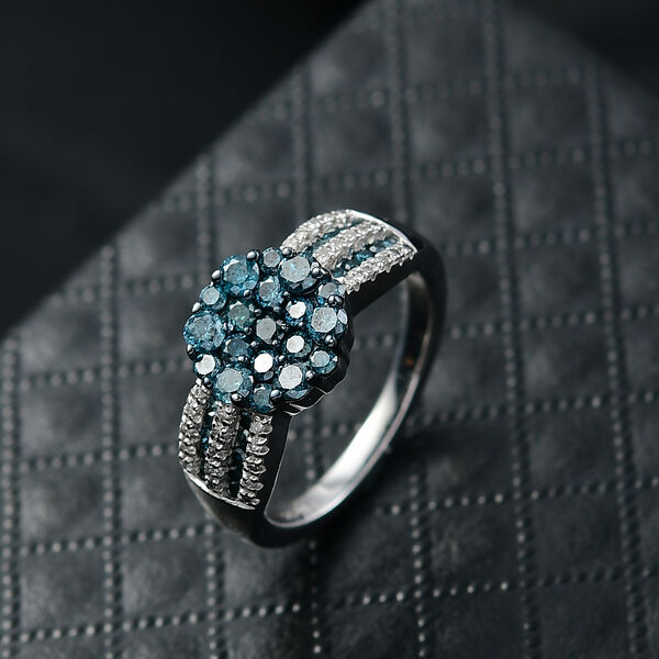 D'Joy blauer und wei&szlig;er Diamant Ring - 0,99 ct. image number 2