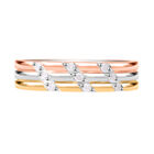 Weißer Diamant Ring 925 Silber platiniert, tricolor, (Größe 20.00) ca. 0.15 ct