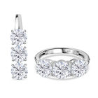 LUSTRO STELLA - 2er Set - Wei&szlig;er Zirkonia Anh&auml;nger und Ring, 925 Silber