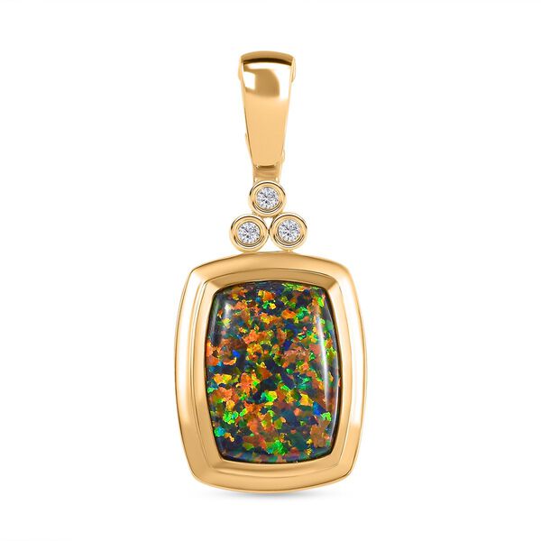 Labor schwarzer Opal und Zirkon-Anh&auml;nger - 4,22 ct.