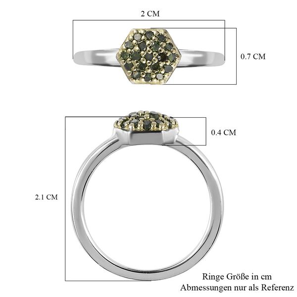 Gr&uuml;ner Diamant Ring 925 Silber platiniert (Gr&ouml;&szlig;e 21.00) ca. 0,20 ct image number 7