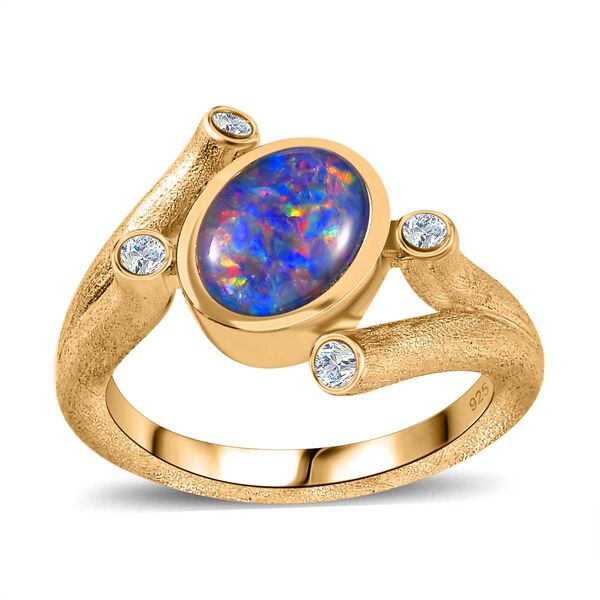 Boulder Opal Triplett und Zirkon Ring - 1,56 ct. image number 6