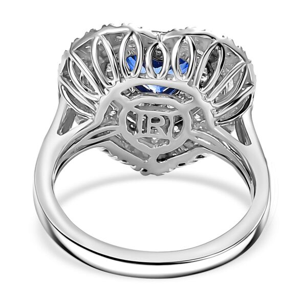RHAPSODY zertifiziert und gepr&uuml;ft AAAA ceylonfarbener blauer Saphir, Paraiba Turmalin und VS Diamant Ring in 950 Platin - 2,97 ct. image number 4