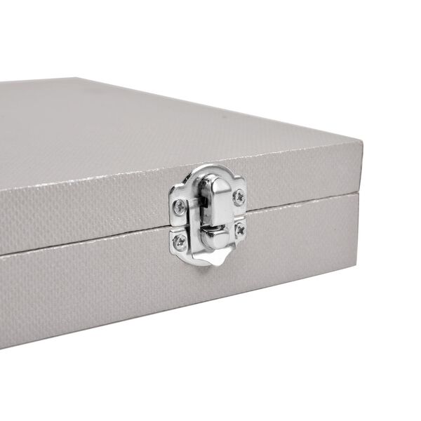 Moderne Ringschatulle aus Kunstleder mit zwei Verschl&uuml;ssen, 29x18.5x4cm, Silber image number 6