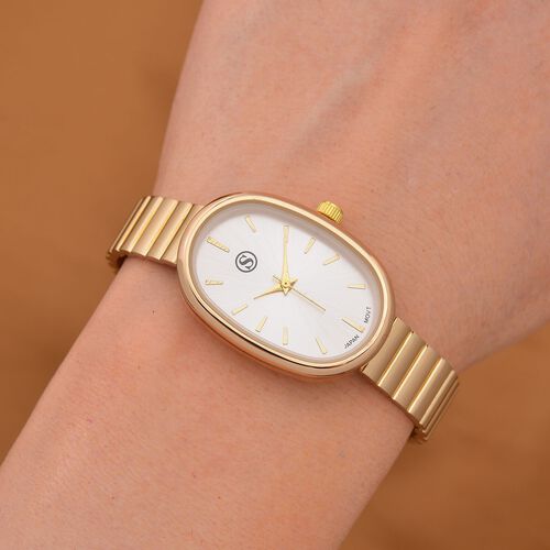 STRADA - Elegante Armbanduhr mit Japanischem Uhrwerk, Stahlsonnenschliff-Zifferblatt und Edelstahlarmband, Reiner Edelstahl, 19 cm, goldfarben image number 1