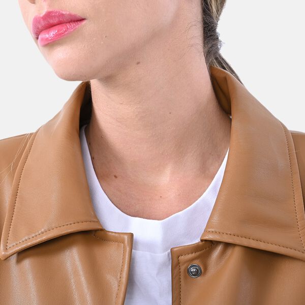 LA MAREY: Kunstleder Mantel, Größe L, Kamel image number 5