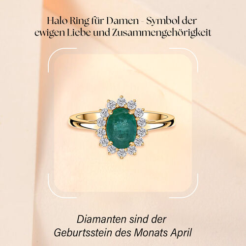 AAA Kagem Sambischer Smaragd und  Diamant Ring, ca. 1,54 ct image number 1