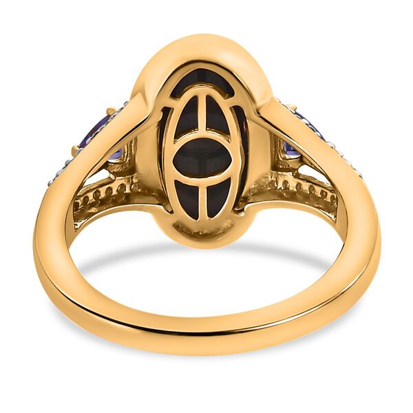 Boulder Opal Triplett und Tansanit Ring 925 Silber Gelbgold Vermeil  ca. 2,47 ct image number 6