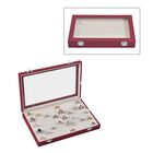 Moderne Ringschatulle mit Acryl-Fenster, 29x18.5x4cm, Weinrot