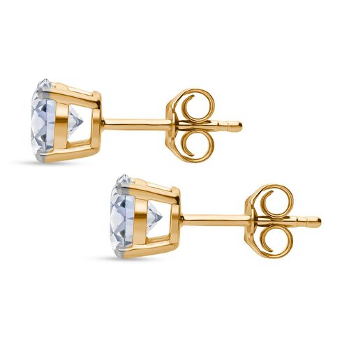 LUXURIANT VS Labor Diamant Ohrstecker, 925 Silber Gelbgold Vermeil - 1,50 ct. image number 4