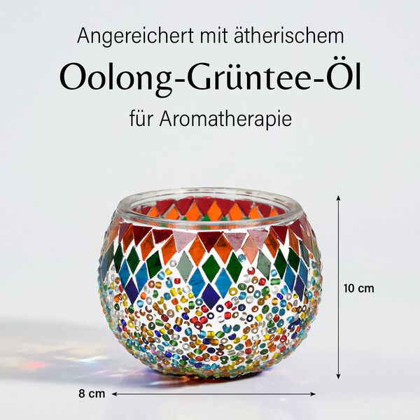 Oolong-Grüntee Duftkerze aus Sojawachs im Mosaikglas, Größe: 10 x 8 cm image number 3