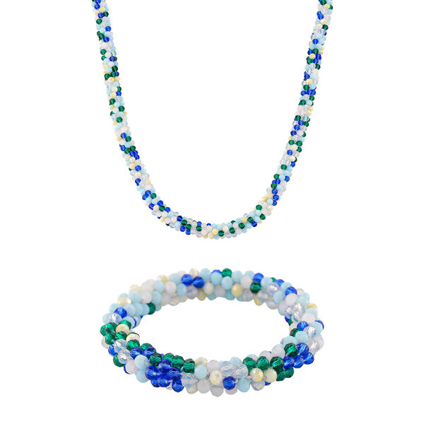 Mehrfarbige blaue Kristall 45cm Halskette und flexibles Armband