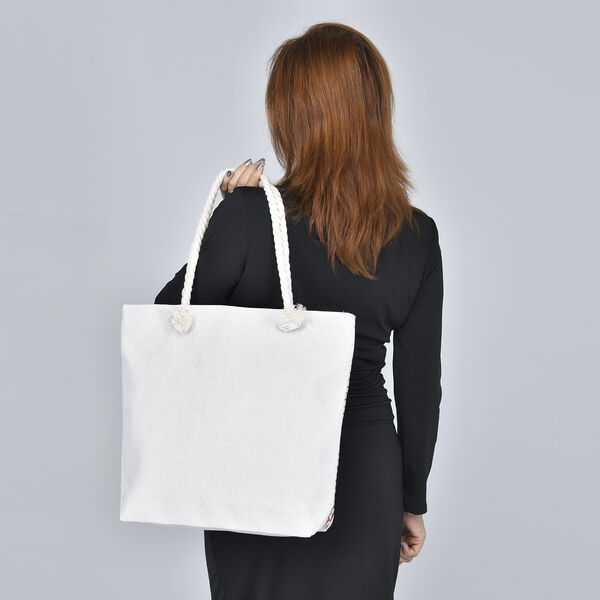 Gewebter Jute Handtasche mit Weihnachtsmotiv, Größe 42x34x9x37 cm, Eisenbahn image number 3