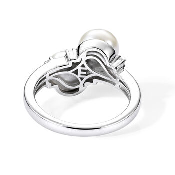 EVER TRUE S&uuml;&szlig;wasser Perle (7-7.5 mm), Wei&szlig;er Zirkon Ring 950 Kupfer (Gr&ouml;&szlig;e 18.00)