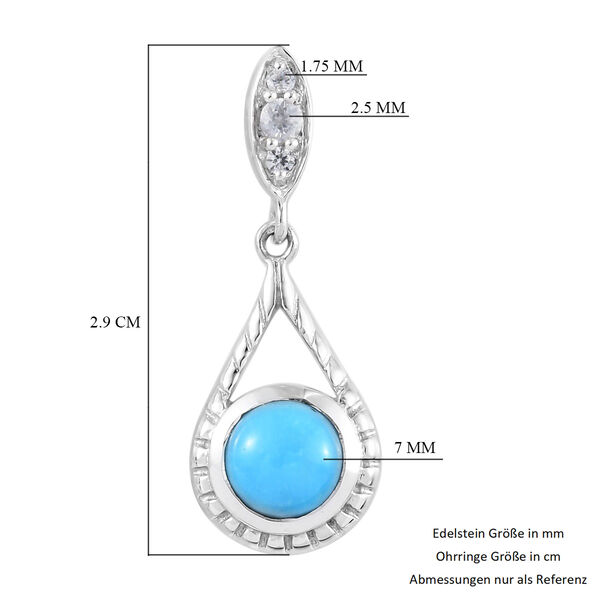 Nat&uuml;rlicher Sleeping Beauty T&uuml;rkis Ohrh&auml;nger 925 Silber platiniert 2.11 ct&nbsp; image number 6