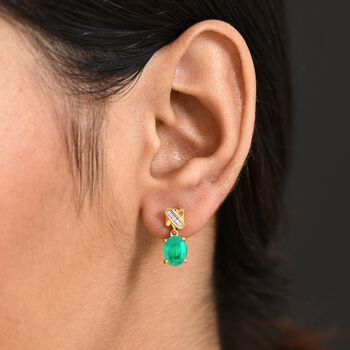 D'Joy Smaragd Triplett Quarz und wei&szlig;e Zirkon Ohrringe - 2,89 ct.