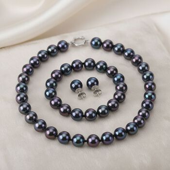 3er-Set pfaufarbenes Muschelkernperle Schmuckset