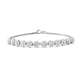 LUSTRO STELLA - weißes Zirkonia-Armband, ca. 19 cm, 925 Silber rhodiniert ca. 3,89 ct