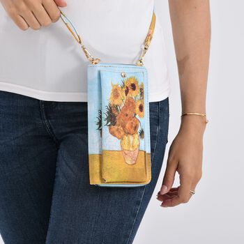2-teiliges Taschenset - 40x12x35cm Shopper und 20x11x2cm Handytasche, Sonnenblumen von Van Gogh