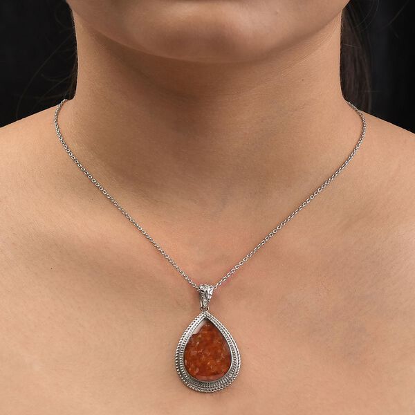 Feueropal-Fragment Anhänger, Edelstahl ca. 5,33 ct image number 3