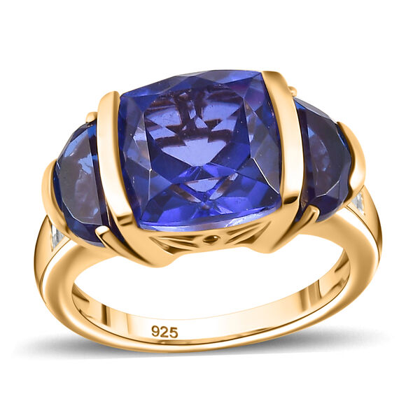 Tansanit-Farbe Quarz und Zirkon Ring - 7,05 ct. image number 4