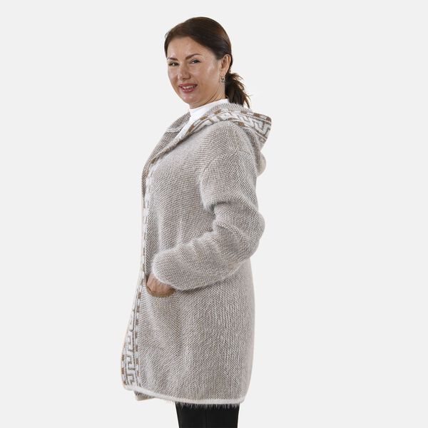 TAMSY - Kuschelweicher, langer Cardigan mit Kapuze und Taschen, 110x82cm, beige image number 4