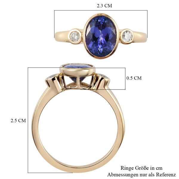 AAA Tansanit und Diamant-Ring, 585 Gelbgold  ca. 2,10 ct image number 7