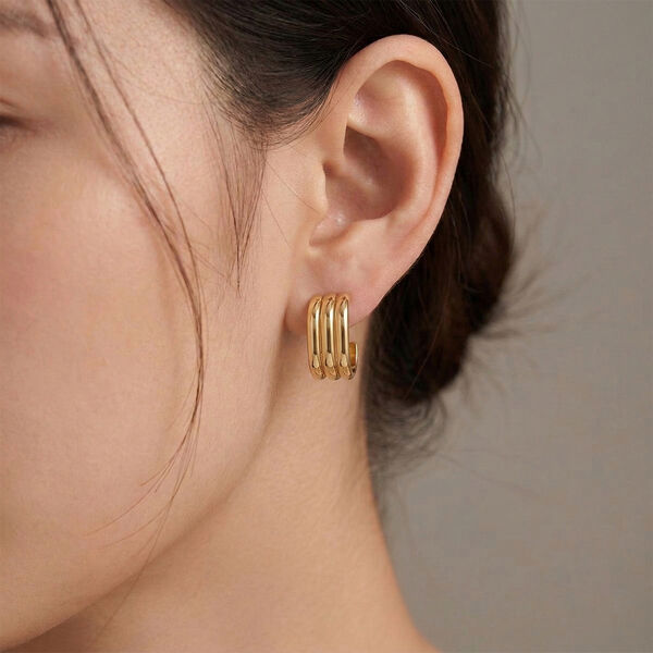 Klassische-Design Ohrringe, 316L Edelstahl, goldfarben image number 2