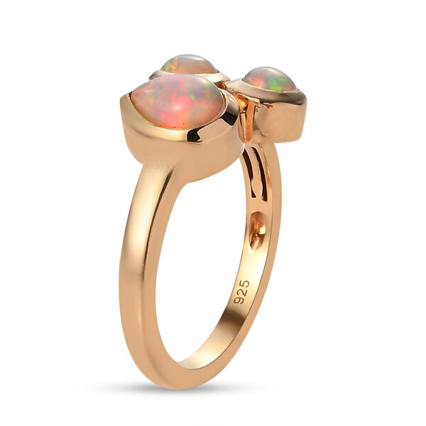 Natürlicher Äthiopischer Opal 3 Stein 925 Silber vergoldet  ca. 0,82 ct image number 5