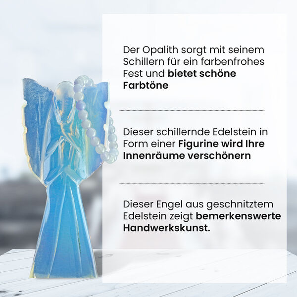 3er-Opalith-Set &ndash; Engel, Kreuz-Anh&auml;nger und Armband image number 3