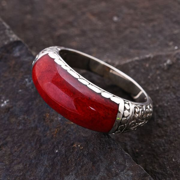 Royal Bali - Rote Koralle Ring, 925 Silber, (Gr&ouml;&szlig;e 17.00), ca. 4.00 ct image number 1