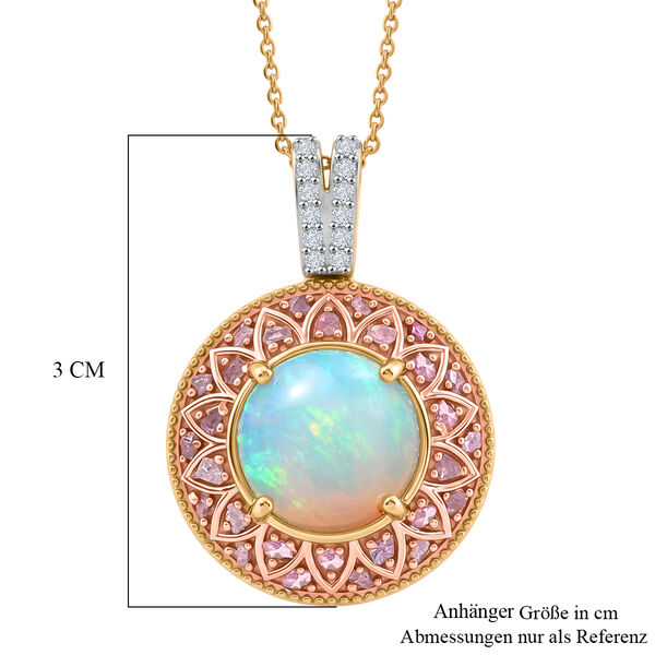 D'Joy AAA Nat&uuml;rlicher, &auml;thiopischer Welo Opal, Wei&szlig;er Zirkon Schmuckset ca. 50 cm 925 Silber 750 Gelbgold vermeil ca. 3.70 ct image number 6