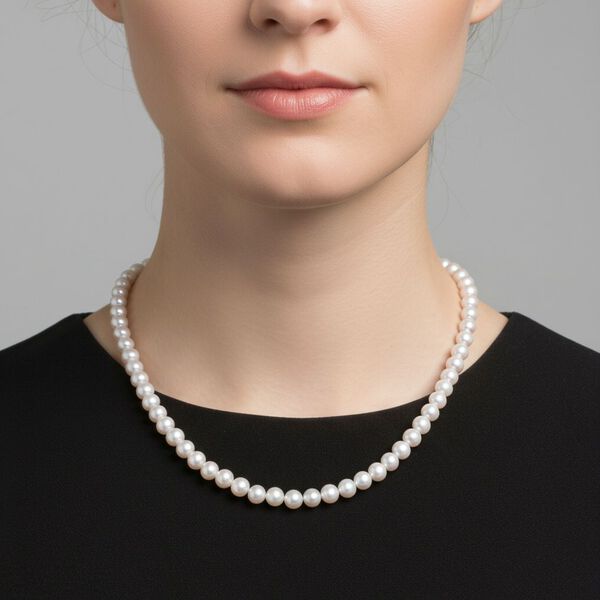 D'Joy Zhuji Akoya Perle 60+5cm Halskette, 925 Silber vergoldet image number 2