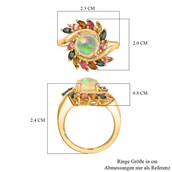 AA natürlicher, äthiopischer Welo Opal und Multi-Turmalin Ring - 2,56 ct. image number 8