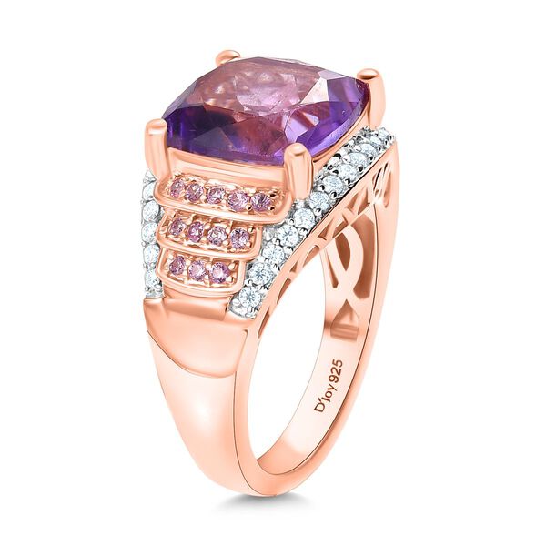 Djoy AA Rose De France Amethyst, Rosa Saphir Ring 925 Silber 750 Ros&eacute;gold Vermeil (Gr&ouml;&szlig;e 16.00) ca. 5.79 ct image number 5
