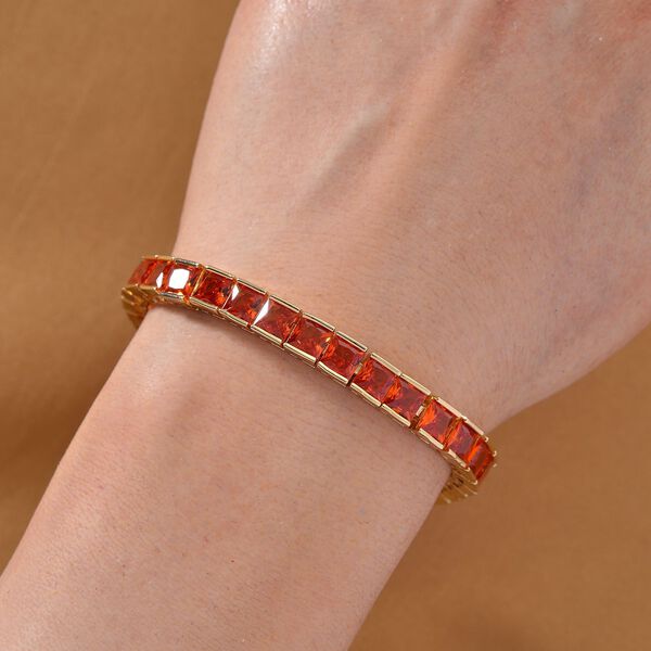 Rot  kubisches Zirkonia Armband ca. 18 cm mit 2.5 cm verlängerung, Goldfarben image number 2