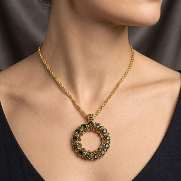 Neongr&uuml;ner Kristall Halskette ca. 70 cm  Std Schwarz image number 3