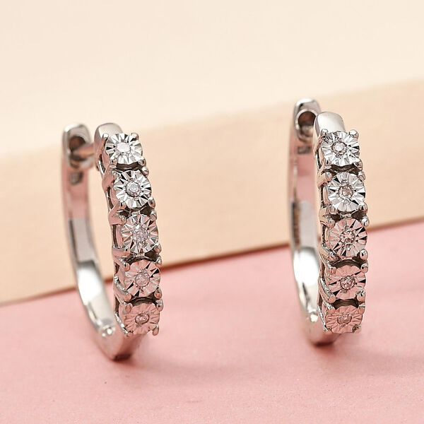 Wei&szlig;e Diamant-Ohrringe, 925 Silber platiniert, ca. 0.05 ct image number 2