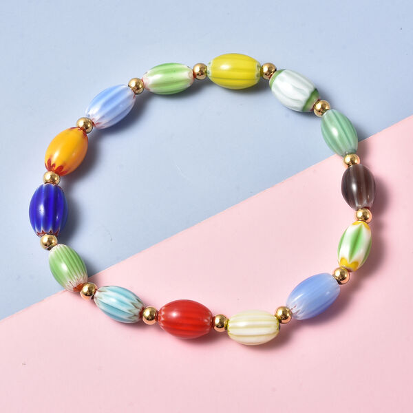 Murano Glas Stil Armband ca. 20 cm Edelstahl image number 2