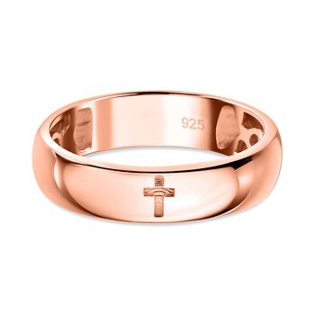 Bandring mit Kreuzmotiv, 925 Silber Ros&eacute;gold Vermeil