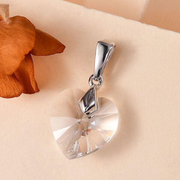 J Francis gefertigt mit SWAROVSKI- Wei&szlig;er Swarovski Kristall Herz Anh&auml;nger image number 2