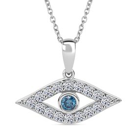 LUXURIANT SI Labor blauer Diamant und SI-GH weißer Labor Diamant Anhänger mit 50cm Kette - 0,50 ct.