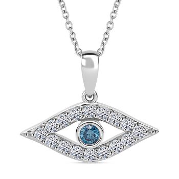 LUXURIANT DIAMOND - Lab Grown Blauer Diamant SI-GH, Lab Grown Wei&szlig;er Diamant SI-GH Schmuckset ca. 50 cm 925 Silber rhodiniert ca. 0,50 ct.