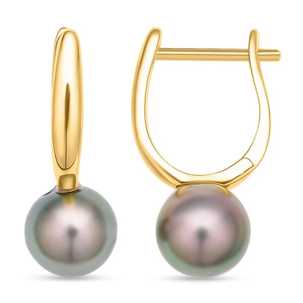 Tahiti-Perlen Solitär-Ohrhänger, 925 Silber vergoldet, 9,97 ct. image number 4
