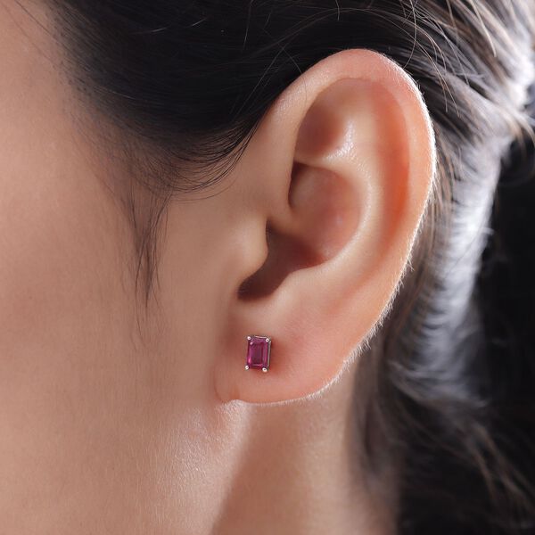 Afrikanische Rubin-Ohrringe, (Fissure gefüllt), 925 Silber platiniert ca. 0,77 ct image number 3