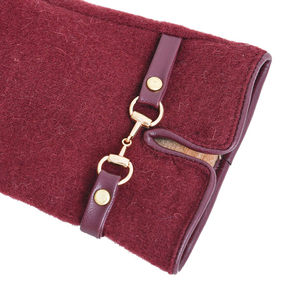 LA MAREY - Kaschmirwolle Handschuhe mit Schnalle, Gr&ouml;&szlig;e 23x9 cm, Weinrot image number 5