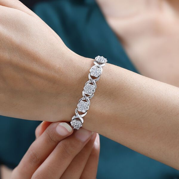 Moissanit-Blütenzauber Armband in Infinity-Design, ca. 19 cm, 925 Silber platiniert, ca. 10.97 ct image number 3