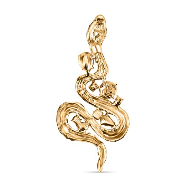 Emaillierte und mehrfarbige Kristall-Brosche in Goldton, Eidechse image number 5