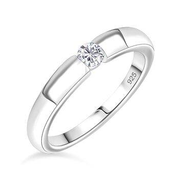 Moissanit Ring 925 Silber platiniert (Gr&ouml;&szlig;e 20.00) ca. 0,16 ct